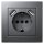Schutzkontakt-Steckdose mit 2x USB McPower Flair, 250V, 5V/2,1A, UP, anthrazit