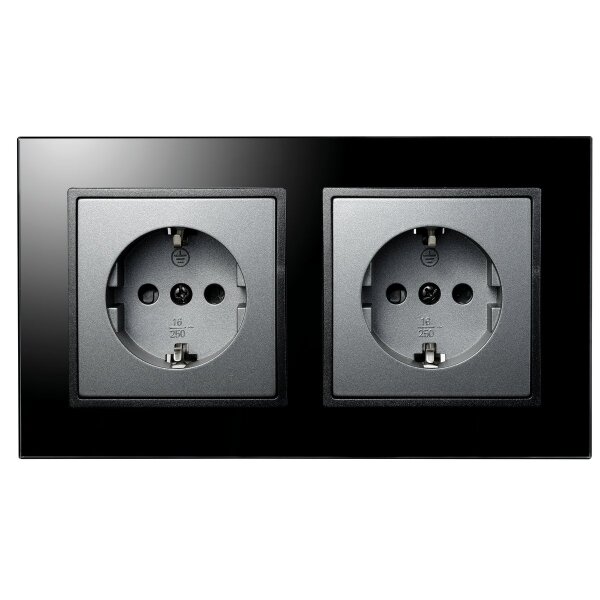 Steckdosen Set McPower Flair Beginner 2S-Style Profi anthrazit, Glasrahmen, Steckanschluss