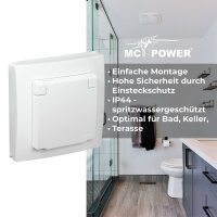 Schutzkontakt-Steckdose McPower Flair 250V/16A, UP, IP44, wei&szlig;, Steckanschluss