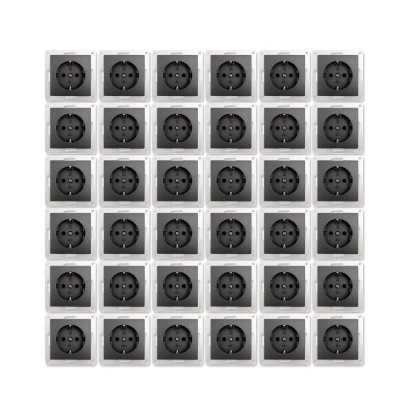 Schutzkontakt-Steckdose McPower Flair 250V~/16A, Einsteckschutz, 36er-Pack