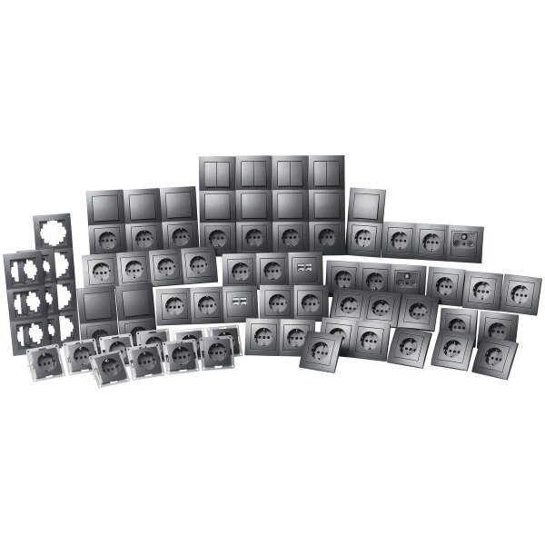 Schalter und Steckdosen Set McPower Flair Megaset 100-teilig, anthrazit
