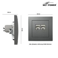 Netzwerk-Dose McPower Flair CAT6A, UP, anthrazit, vollgeschirmt