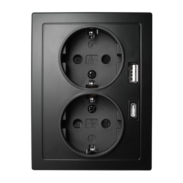 Schutzkontakt-Steckdose McPower Flair 2-fach, 250V~/16A, USB-A+C, PD20W