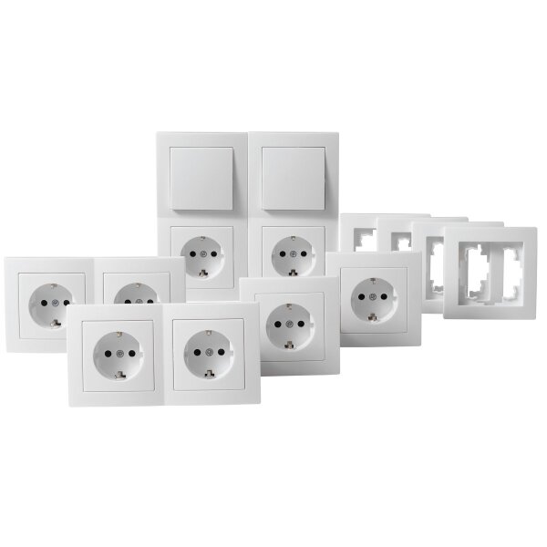 Schalter und Steckdosen Set McPower Flair Standard, 20-teilig, wei&szlig;