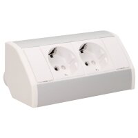 Steckdosenblock Aufbau, silber-wei&szlig;, 2fach, 3680W,...