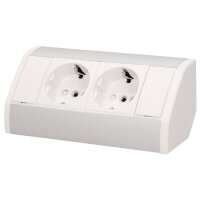 Steckdosenblock Aufbau, silber-wei&szlig;, 2fach, 3680W,...