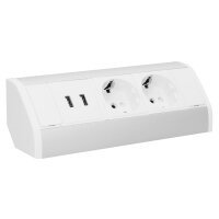 Steckdosenblock Aufbau, silber-wei&szlig;, 2fach, 2 USB...