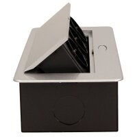 Tisch-Einbausteckdose, 3fach, silber-schwarz, 2500W