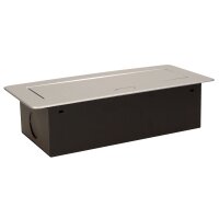 Tisch-Einbausteckdose, 3fach, silber-schwarz, 2500W