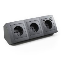 Steckdosenblock McPower Flair Aufbau, anthrazit, 3-fach...