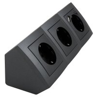 Steckdosenblock McPower Flair Aufbau, anthrazit, 3-fach Schutzkontakt + USB