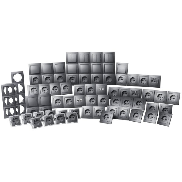 Schalter und Steckdosen Set McPower Flair Megaset-Profi 100-teilig, anthrazit, Steckanschluss