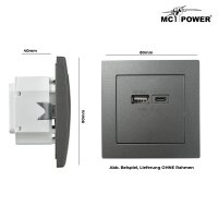 USB-Ladedose McPower Flair 2-fach, USB-C, PD 3.0 20W, anthrazit