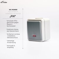 Feuchtraum Kontroll-Schalter McPower Fix, Steckanschluss,IP54,250V~/10A, AP