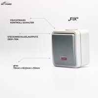 Feuchtraum Kontroll-Schalter McPower Fix, Steckanschluss,IP54,250V~/10A, AP