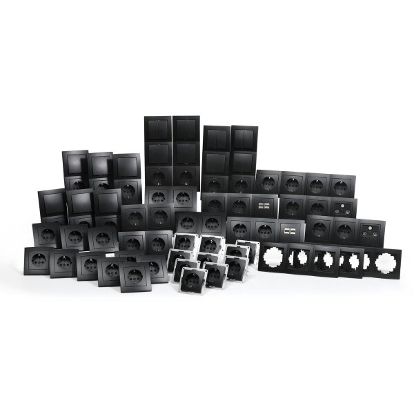 Schalter und Steckdosen Set McPower Flair Megaset Profi, matt schwarz,100-tlg.