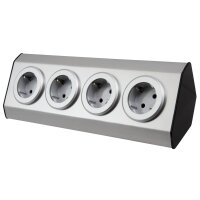Steckdosenblock McPower Premium Aufbau, Edelstahl, 4-fach Schutzkontakt