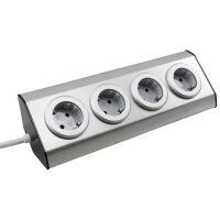 Steckdosenblock McPower Premium Aufbau, Edelstahl, 4-fach Schutzkontakt