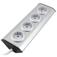 Steckdosenblock McPower Premium Aufbau, Edelstahl, 4-fach Schutzkontakt
