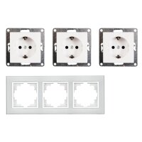 Steckdosen Set McPower Flair Beginner 3S-Style Profi wei&szlig; + Glasrahmen, Steckanschluss