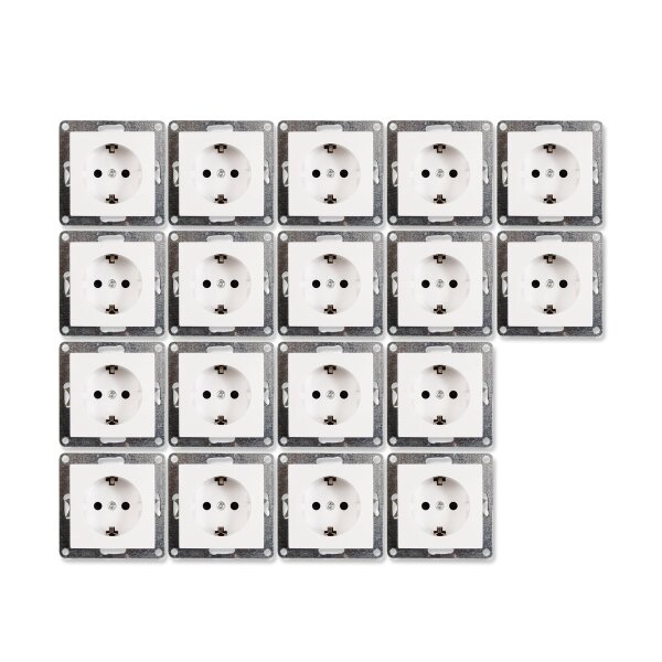 Schutzkontakt-Steckdose McPower Flair 250V~/16A, Einsteckschutz, 18er-Pack