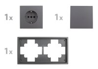 Schalter und Steckdosen Set McPower Shallow T&uuml;r 2-fach Profi 3-teilig, Steckanschluss