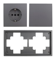 Schalter und Steckdosen Set McPower Shallow T&uuml;r 2-fach Profi 3-teilig, Steckanschluss