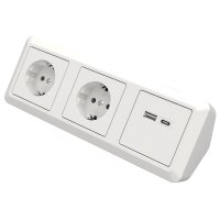 Steckdosenblock McPower Cup Aufbau, wei&szlig;, 2-fach Schutzkontakt + 2x USB A+C