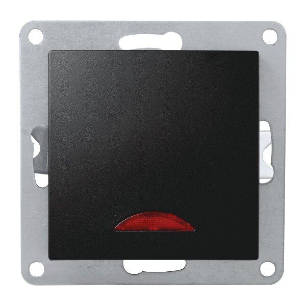 Schalter McPower Flair, 250V~/10A, UP, matt schwarz mit Kontroll-Leuchte