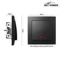 Schalter McPower Flair, 250V~/10A, UP, matt schwarz mit Kontroll-Leuchte