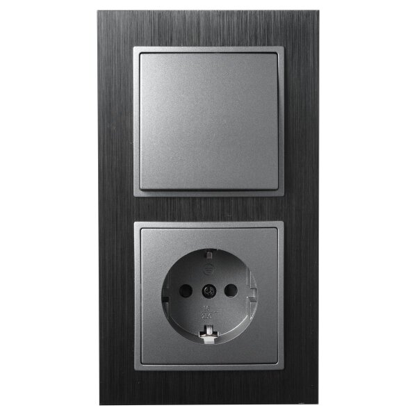 Schalter und Steckdosen Set McPower Flair T&uuml;r 2-fach-Style Aluminiumrahmen