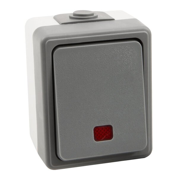 Feuchtraum Orientierungs-Schalter McPower Secure, 250V~/10A, IP44, AP, grau