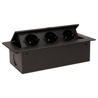 Tisch-Einbausteckdose, 3fach, schwarz, 2500W