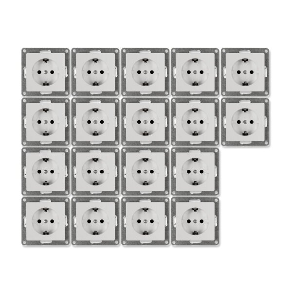 Schutzkontakt-Steckdose McPower Cup 250V~/16A, UP, Einsteckschutz, 18er-Pack