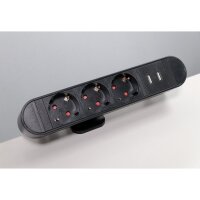 Tischsteckdose McPower SK-03A 3x Steckdose, 2x USB, inkl. Tischklemme, 2m Kabel