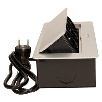 Tisch-Einbausteckdose, 3fach, silber-schwarz, 2500W, 1,5m Anschlusskabel