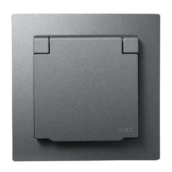 Schutzkontakt-Steckdose McPower Flair, 250V~/16A, UP, IP44, anthrazit