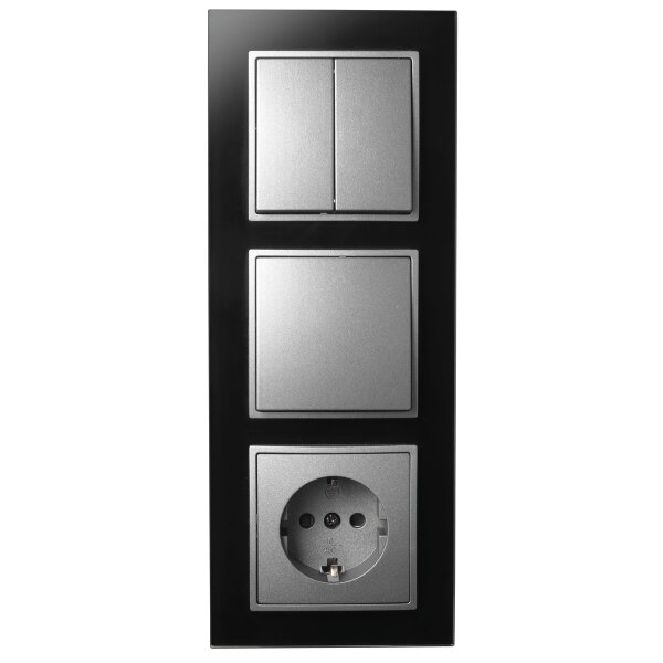 Schalter und Steckdosen Set McPower Flair T&uuml;r 3-fach-Style Glasrahmen