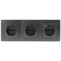 Steckdosenblock McPower Flair anthrazit, 3-fach...