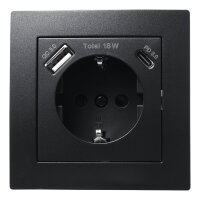 Schutzkontakt-Steckdose McPower Flair 1x USB-C 18W PD, 1x...