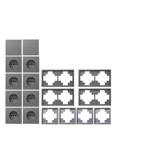 Schalter und Steckdosen Set McPower Shallow Starter 16-teilig, anthrazit