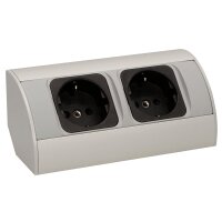 Steckdosenblock Aufbau, silber-wei&szlig;, 2fach, 3680W,...