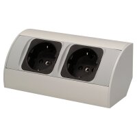 Steckdosenblock Aufbau, silber-wei&szlig;, 2fach, 3680W,...