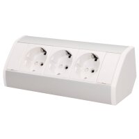 Steckdosenblock Aufbau, silber-wei&szlig;, 3fach, 3680W,...