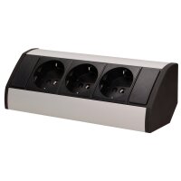 Steckdosenblock Aufbau, schwarz-silber, 3fach, 3680W