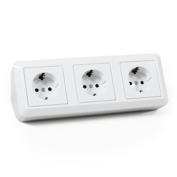 Steckdosenblock McPower Cup 250V~/16A, Aufbau, wei&szlig;, 3-fach Schutzkontakt