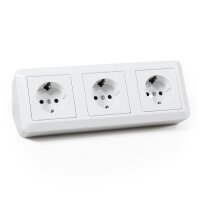 Steckdosenblock McPower Cup 250V~/16A, Aufbau, wei&szlig;, 3-fach Schutzkontakt
