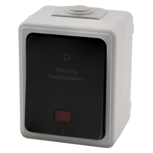 Feuchtraum Heizungs Hauptschalter McPower Taff, 250V~/10A, IP44, AP, grau