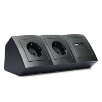 Steckdosenblock McPower Flair anthrazit, 2-fach Schutzkontakt, 2x USB A+C