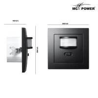 Unterputz IR Bewegungsmelder McPower Flair 160&deg;, 750W ,LED geeignet, matt schwarz